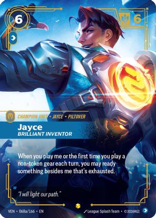 Jayce - Brilliant Inventor (Alternate Art) (068a/166) - VEN - Epic - Foil