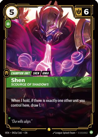 Shen - Scourge of Shadows (Alternate Art) (042a/166) - VEN - Showcase - Foil
