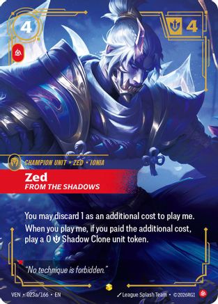 Zed - From the Shadows (Alternate Art) (023a/166) - VEN - Showcase - Foil