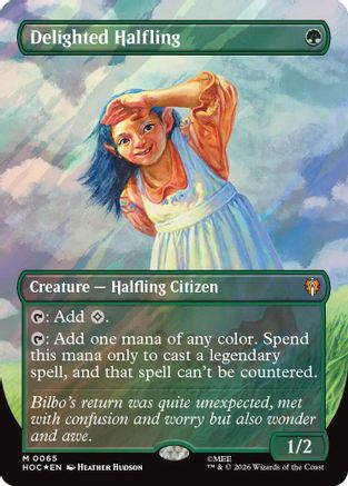 Delighted Halfling (Borderless) (Surge Foil) (HOC-065) - mythic - Foil