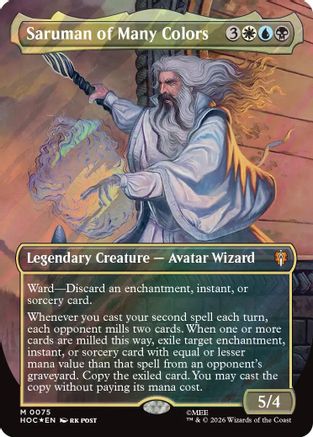 Saruman of Many Colors (Borderless) (Surge Foil) (HOC-075) - mythic - Foil