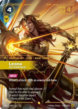 Leona - Determined (Overnumbered) (184/166) - VEN - Showcase - Foil