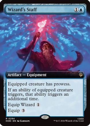 Wizard's Staff (Extended Art) (HOB-294) - rare - Foil
