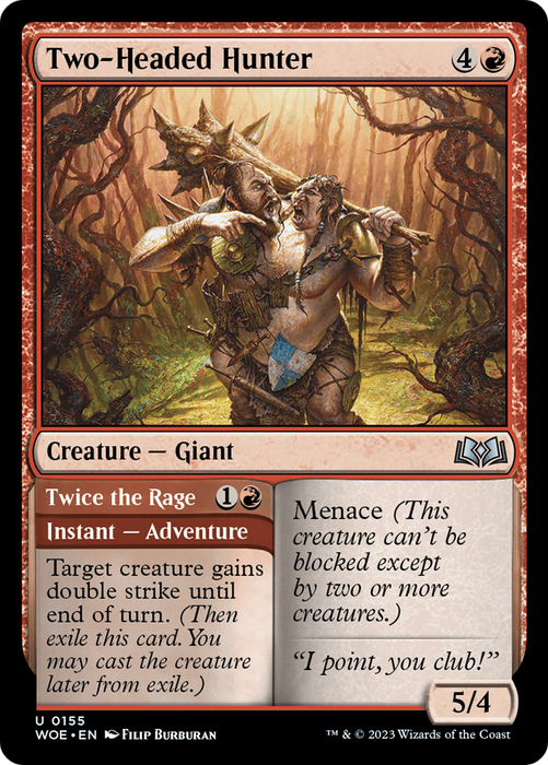 Two-Headed Hunter // Twice the Rage (WOE-155) - uncommon - Foil