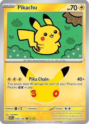 Pikachu (034/128) - M3C  - Pikachu Rare - Holofoil