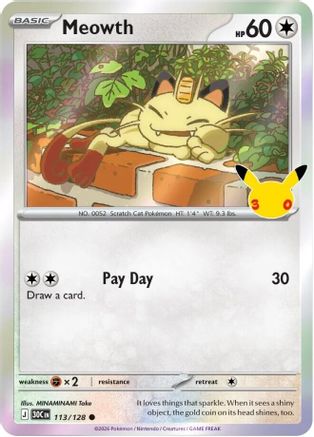 Meowth (113/128) - M3C  - Common - Holofoil