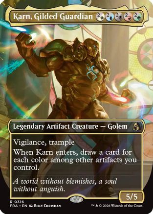 Karn, Gilded Guardian (Borderless) (FRA-316) - rare