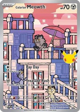 Galarian Meowth (141/128) - M3C  - Illustration Rare - Holofoil