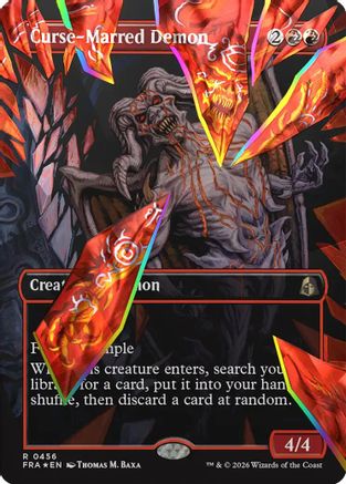 Curse-Marred Demon (Borderless) (Facet Foil) (FRA-456) - rare - Foil