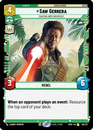Saw Gerrera - Shadowlands Insurgent (119/272) - H - Rare