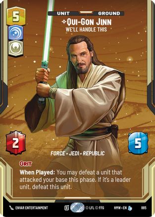Qui-Gon Jinn - We'll Handle This (Prestige Foil) (885) - H - Legendary - Foil