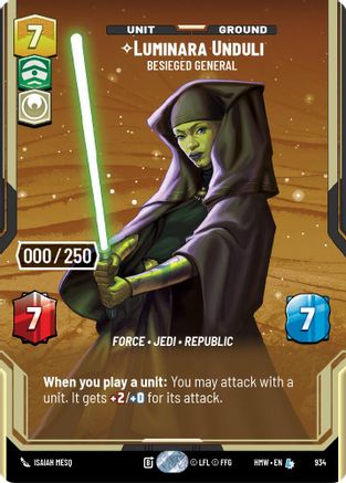 Luminara Unduli - Besieged General (Serialized) (934) - H - Legendary - Foil