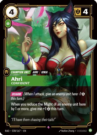Ahri, Confident (038/167) - RAD - Rare - Foil