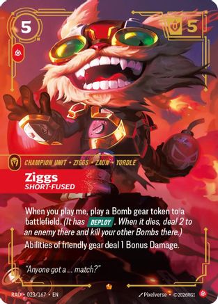 Ziggs, Short-Fused (023/167) - RAD - Epic - Foil