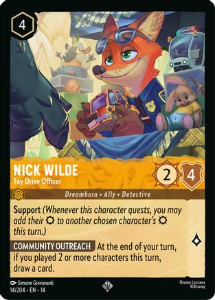 Nick Wilde - Toy Drive Officer (14/204) - HCA - Super Rare - Cold Foil