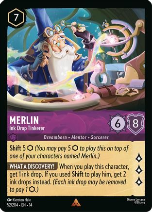 Merlin - Ink Drop Tinkerer (52/204) - HCA - Rare - Cold Foil
