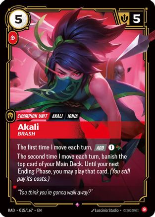 Akali, Brash (015/167) - RAD - Rare - Foil