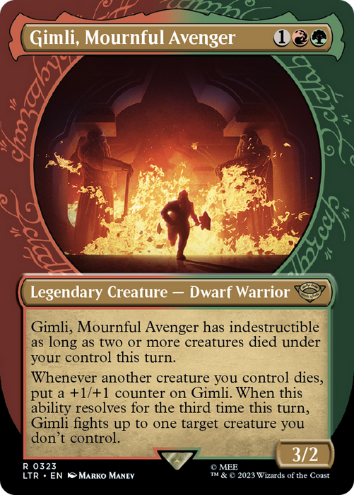 Gimli, Mournful Avenger (LTR-323) - rare: (Showcase) (Borderless)