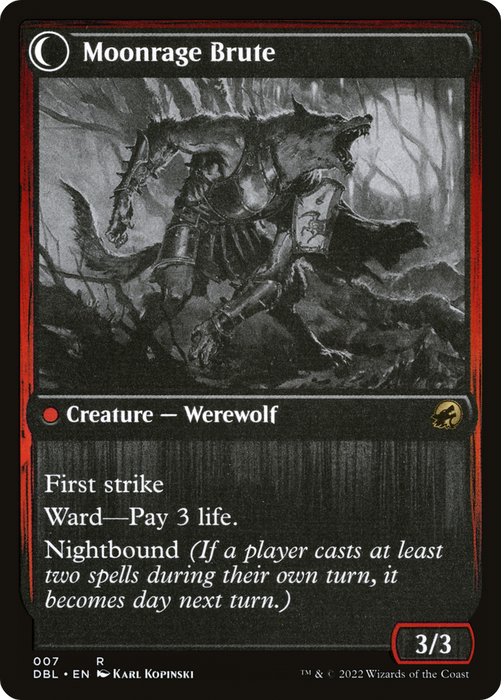 Brutal Cathar // Moonrage Brute (DBL-007) - rare: (Double Faced Transform)