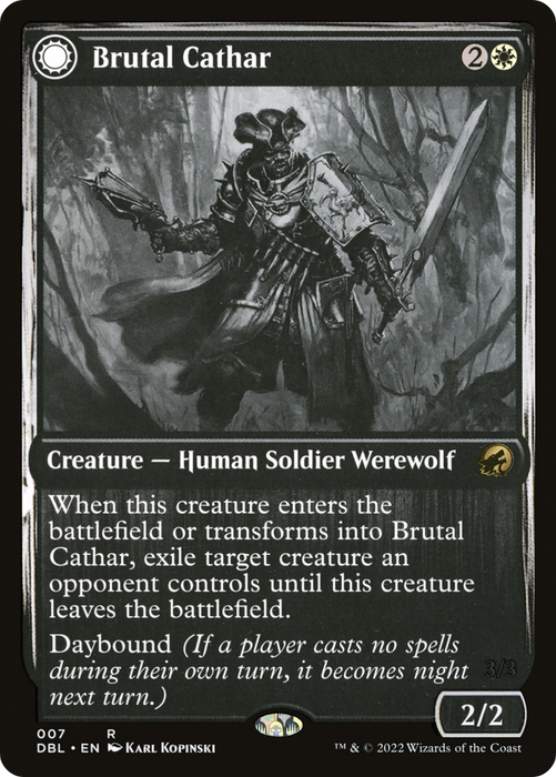 Brutal Cathar // Moonrage Brute (DBL-007) - rare: (Double Faced Transform)