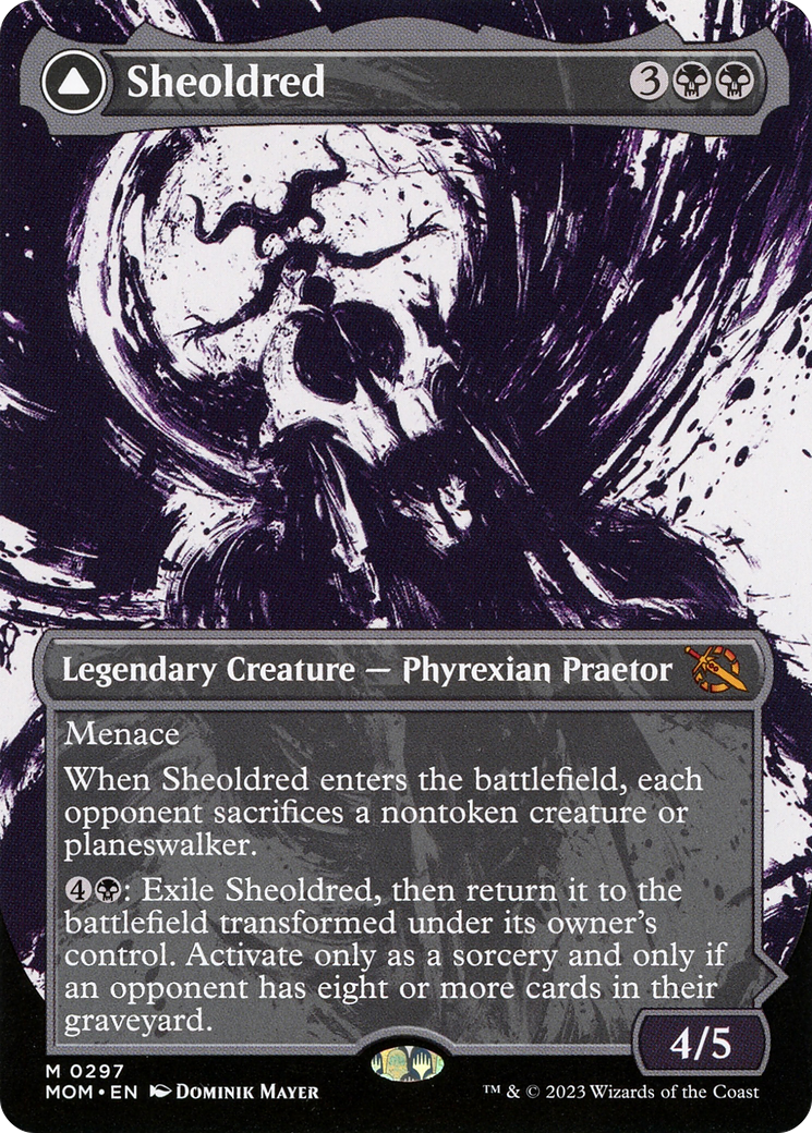 Sheoldred // The True Scriptures (MOM-297) - mythic: (Showcase) (Borderless) - Foil