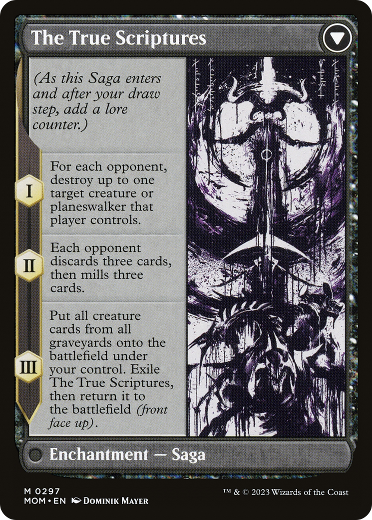 Sheoldred // The True Scriptures (MOM-297) - mythic: (Showcase) (Borderless) - Foil