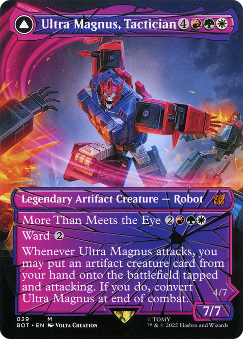 Ultra Magnus, Tactician // Ultra Magnus, Armored Carrier (BOT-029) - mythic: (convertdfc, shatteredglass) (Borderless)