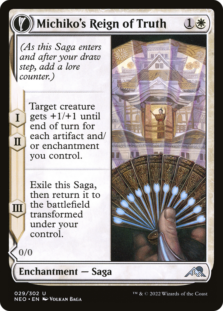 Michiko's Reign of Truth // Portrait of Michiko (NEO-029) - uncommon: (fandfc, enchantment) - Foil