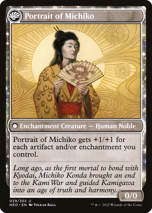 Michiko's Reign of Truth // Portrait of Michiko (NEO-029) - uncommon: (fandfc, enchantment) - Foil