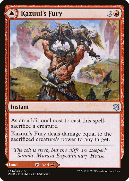 Kazuul's Fury // Kazuul's Cliffs (ZNR-146) - uncommon