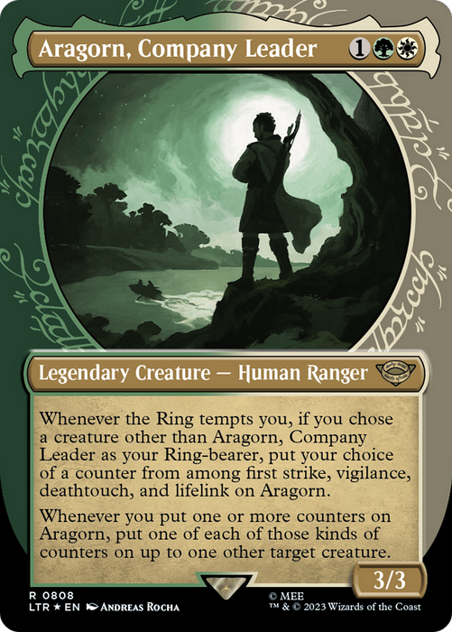 Aragorn, Company Leader (LTR-808) - rare: (Showcase) (Borderless) - Foil