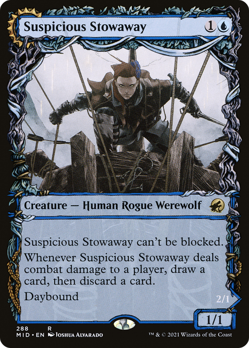 Suspicious Stowaway // Seafaring Werewolf (MID-288) - rare: (Showcase, Double Faced Transform) - Foil