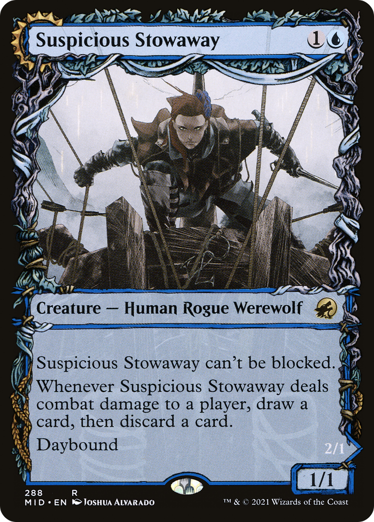 Suspicious Stowaway // Seafaring Werewolf (MID-288) - rare: (Showcase, Double Faced Transform) - Foil