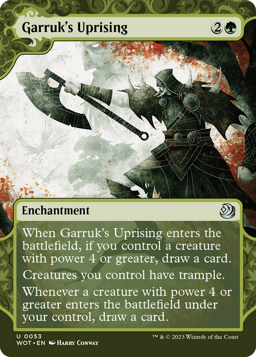 Garruk's Uprising (WOT-053) - uncommon: (Showcase) (Borderless) - Foil