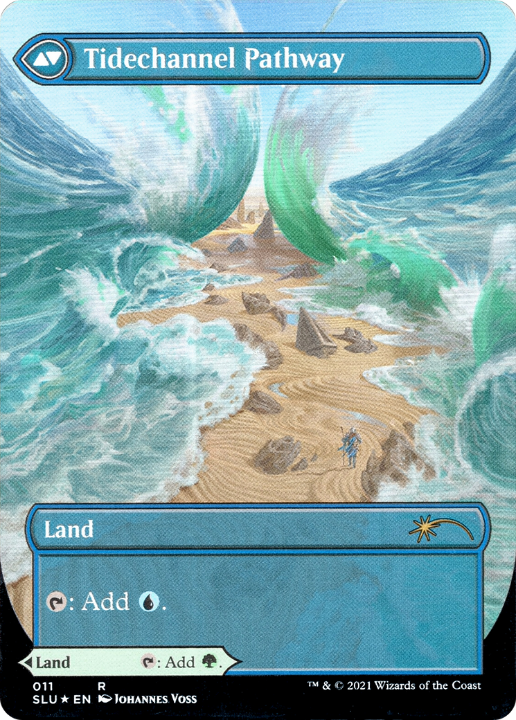 Barkchannel Pathway // Tidechannel Pathway (SLU-011) - rare: (Showcase) (Borderless) - Foil