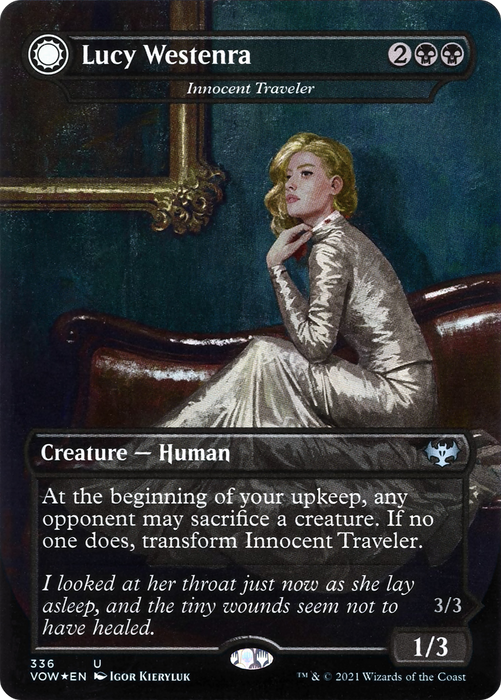 Innocent Traveler // Malicious Invader (VOW-336) - uncommon: (Double Faced Transform) (Borderless) - Foil