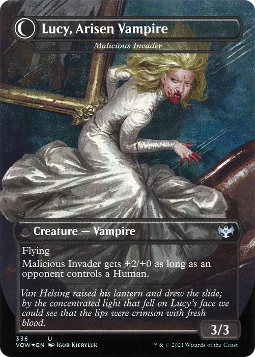 Innocent Traveler // Malicious Invader (VOW-336) - uncommon: (Double Faced Transform) (Borderless)