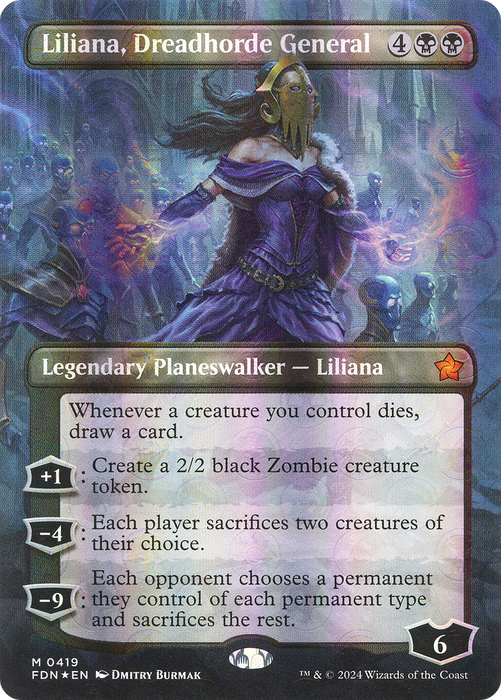 Liliana, Dreadhorde General (FDN-419) - mythic (Borderless) - Foil