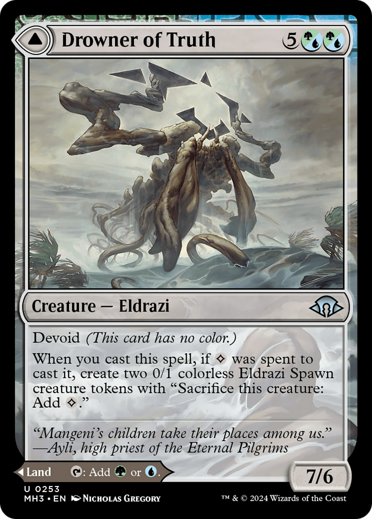 Drowner of Truth // Drowned Jungle (MH3-253) - uncommon: (devoid) - Foil
