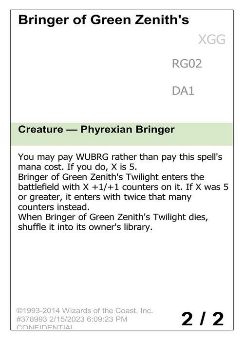 Bringer of Green Zenith's Twilight (UNK-RG02A) - rare