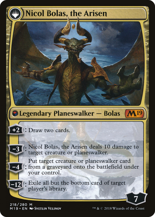 Nicol Bolas, the Ravager // Nicol Bolas, the Arisen (M19-218) - mythic: (originpwdfc)