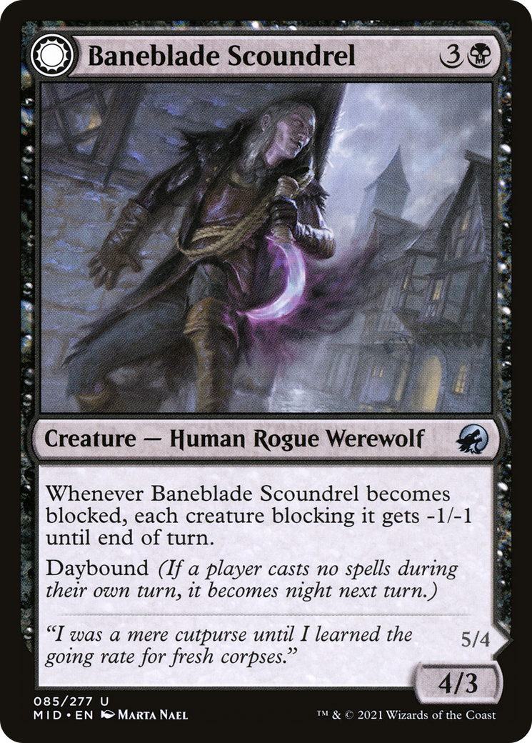 Baneblade Scoundrel // Baneclaw Marauder (MID-085) - uncommon: (Double Faced Transform)