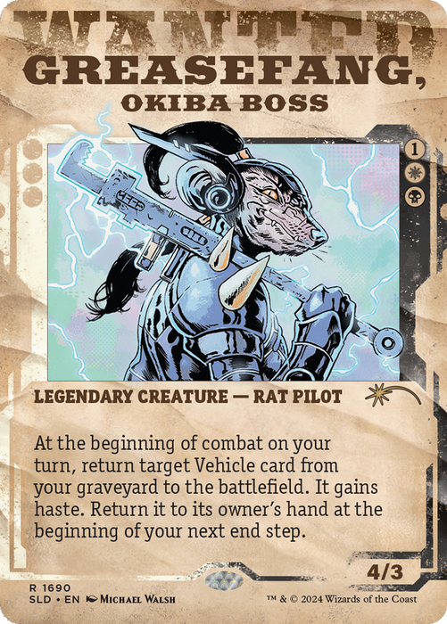 Greasefang, Okiba Boss (SLD-1690) - rare: (Showcase) (Borderless) - Foil