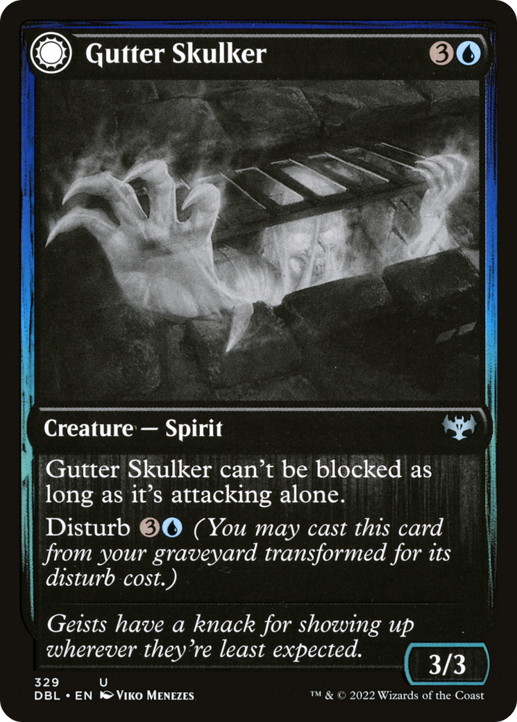 Gutter Skulker // Gutter Shortcut (DBL-329) - uncommon: (Double Faced Transform) - Foil