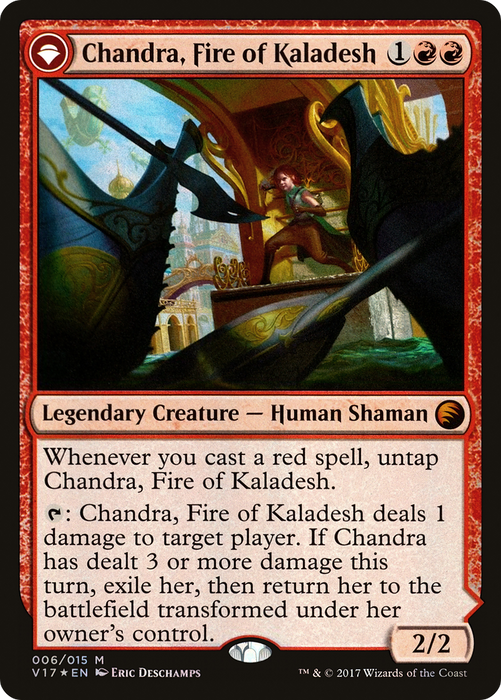 Chandra, Fire of Kaladesh // Chandra, Roaring Flame (V17-006) - mythic: (originpwdfc) - Foil