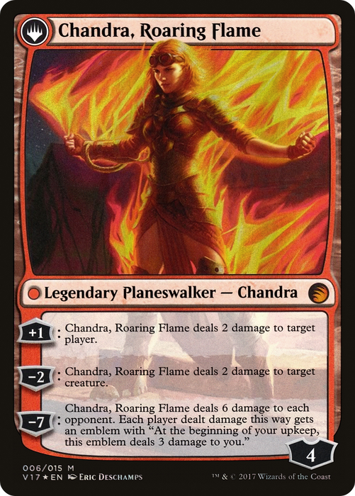 Chandra, Fire of Kaladesh // Chandra, Roaring Flame (V17-006) - mythic: (originpwdfc) - Foil