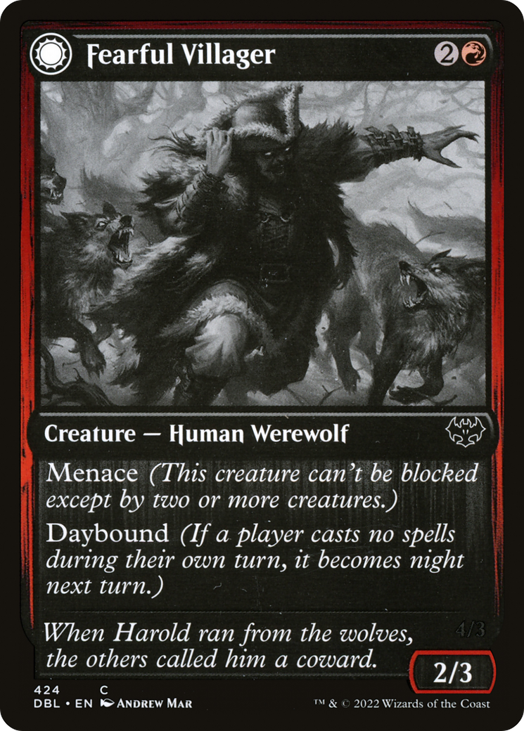 Fearful Villager // Fearsome Werewolf (DBL-424) - common: (Double Faced Transform) - Foil