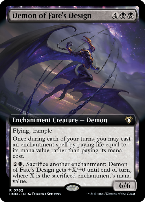 Demon of Fate's Design (CMM-762) - rare: (Extended Art, enchantment) - Foil