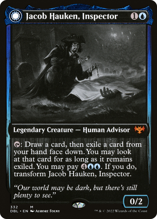Jacob Hauken, Inspector // Hauken's Insight (DBL-332) - mythic: (Double Faced Transform) - Foil