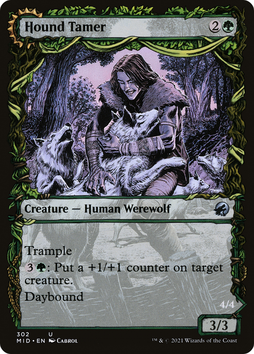 Hound Tamer // Untamed Pup (MID-302) - uncommon: (Showcase, Double Faced Transform) - Foil
